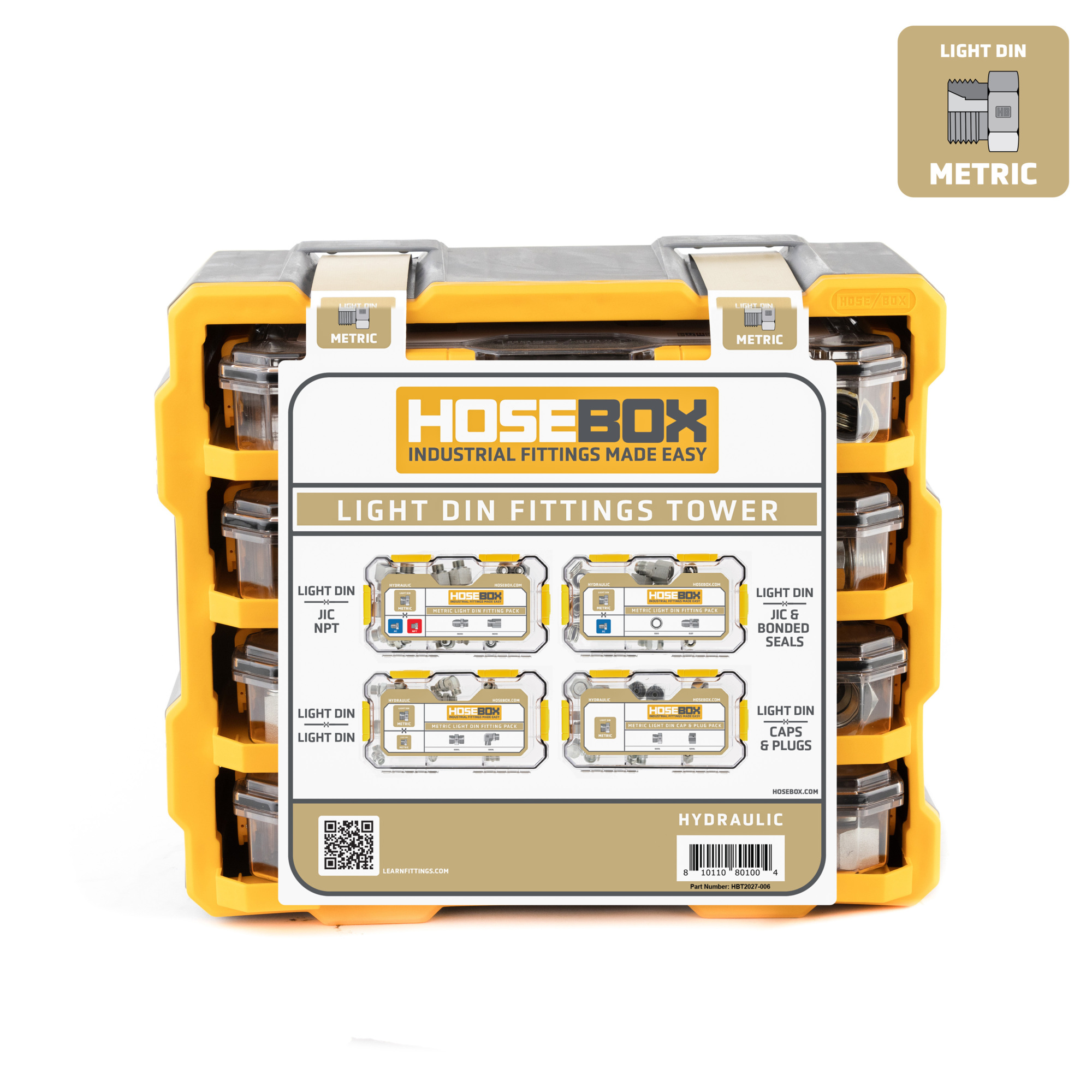HoseBox, LIGHT DIN Fitting Tower-96 Adapters-60 seals, Fitting Size Other in, Model# HBT2027-006